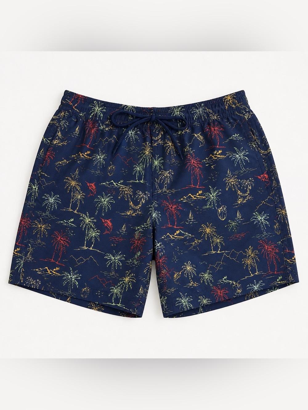 Salt Life Men’s Swim‎ Trunks Navy Tropical Print Palm Trees Size M Lined Beach